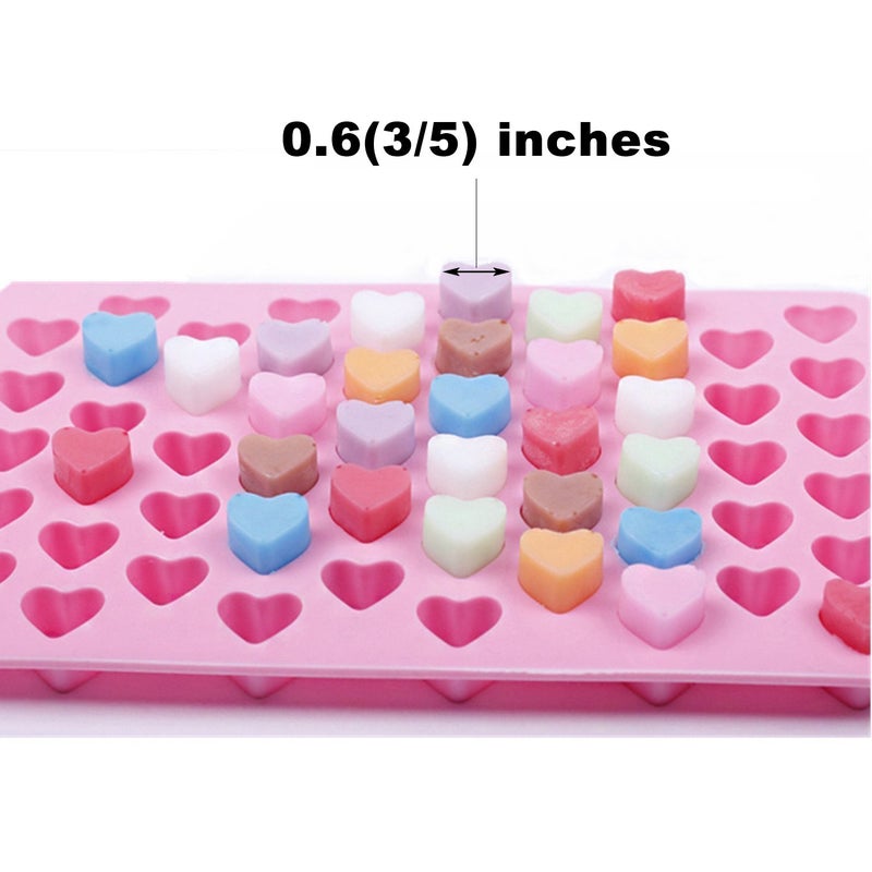 SOSOHOME Silicone Mini Heart 55-Cavity Molds for Baking, Heart Shape Ice Cube Candy Chocolate Mold, Valentine Candy Molds, Pack of 2 - Image 3