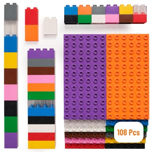 Strictly Briks Big Brick Building Set  Stackable Block Set  Base Plates  Vibrant Rainbow Block Variety  Compatible with Lego for Expanded Play  96 Pieces Rainbow - Image 1