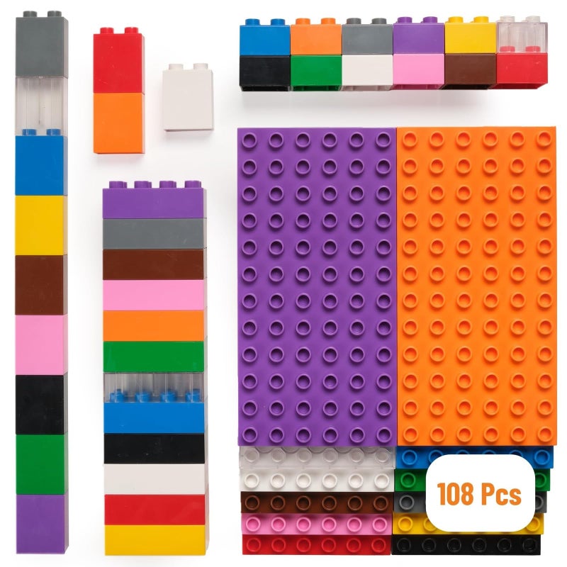 Strictly Briks Big Brick Building Set  Stackable Block Set  Base Plates  Vibrant Rainbow Block Variety  Compatible with Lego for Expanded Play  96 Pieces Rainbow - Image 2
