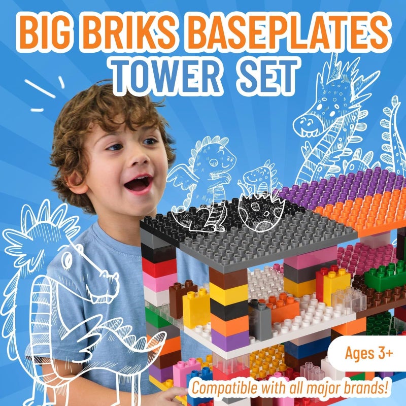 Strictly Briks Big Brick Building Set  Stackable Block Set  Base Plates  Vibrant Rainbow Block Variety  Compatible with Lego for Expanded Play  96 Pieces Rainbow - Image 3