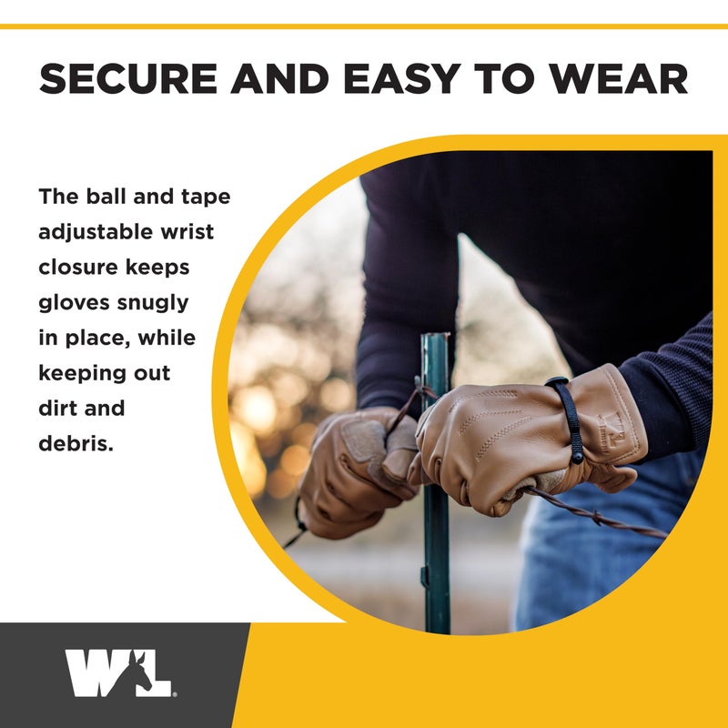Wells Lamont Leather Work Gloves for Men â€“ Heavy Duty, Cowhide, Abrasion & Puncture Resistant â€“ Adjustable Wrist, Gunn Cut Design, Ideal for Ranching, Farming, Construction - Timber - L - Image 4