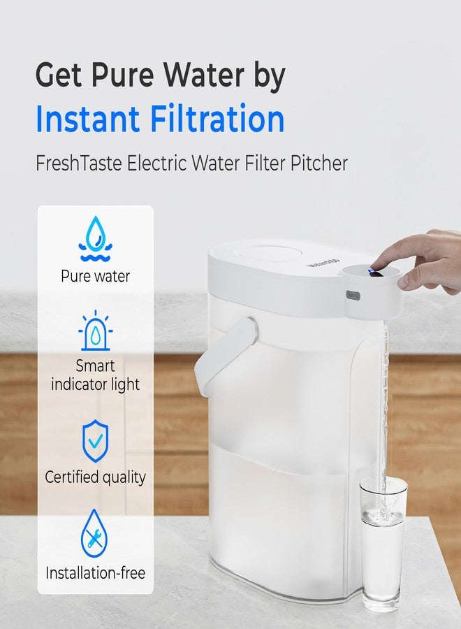Waterdrop FreshTaste Instant Water Filter Pitcher with 2 Filters, Rechargeable Powerful Dispenser, Reduce Chlorine, Lead, Copper, Purify, Soften Water, 17-Cup, White, Does not Lower TDS - Image 2