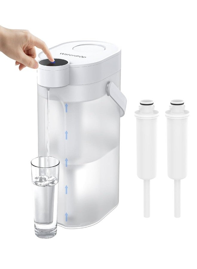 Waterdrop FreshTaste Instant Water Filter Pitcher with 2 Filters, Rechargeable Powerful Dispenser, Reduce Chlorine, Lead, Copper, Purify, Soften Water, 17-Cup, White, Does not Lower TDS