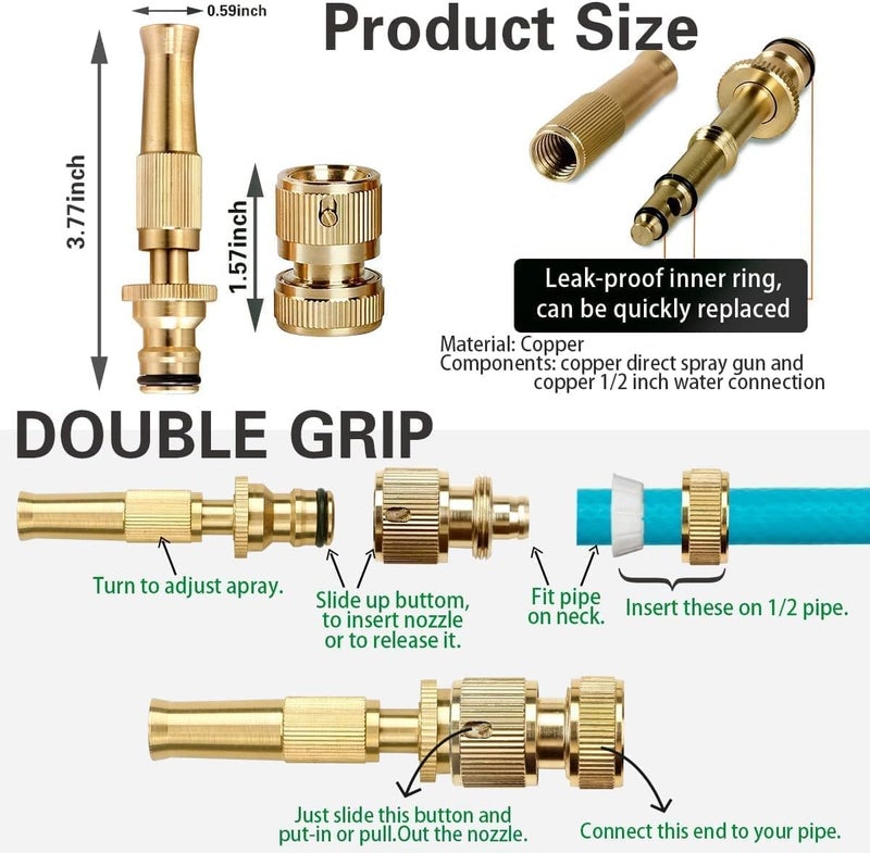 WELLUCK Heavy Duty Brass Water Spray Nozzle for 1/2" Hose Pipe, Bike Washing Spray Gun Machine, Water Pressure Gun for Car Wash, Water Gun - High Pressure Water Spray Gun (Multicoloured, Brass Nozzle) - Image 2