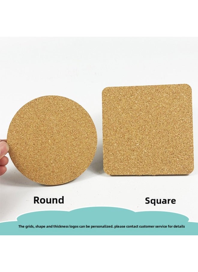 Generic - Cork Mat Square Round Cork Coaster Desktop Insulation Non-slip Table Protective Mat Placemat Pot Mat-Color:Wood Color-Specifications:Square 100*100 * 4mm - Image 1