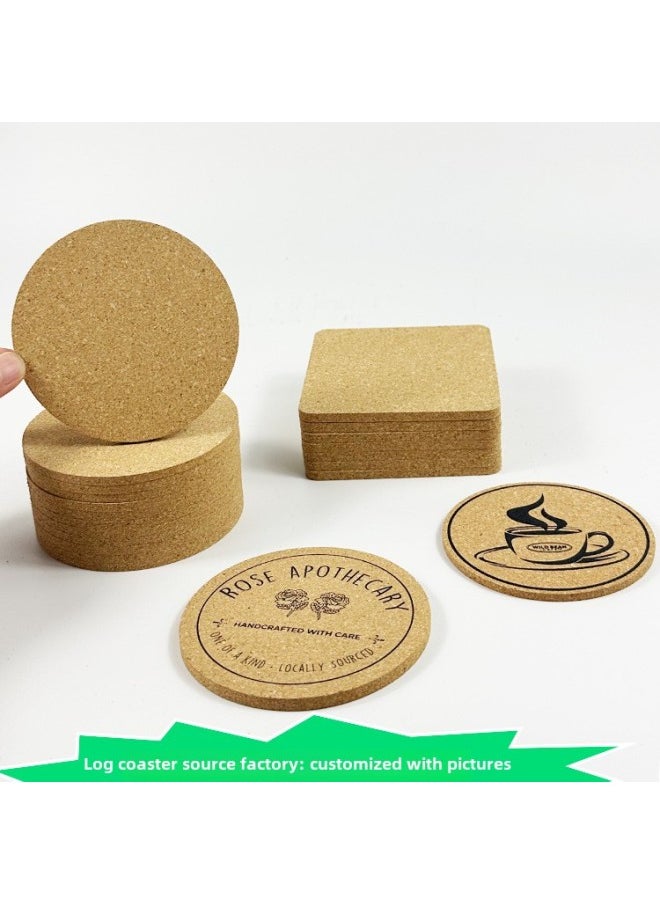 Generic - Cork Mat Square Round Cork Coaster Desktop Insulation Non-slip Table Protective Mat Placemat Pot Mat-Color:Wood Color-Specifications:Square 100*100 * 4mm - Image 1