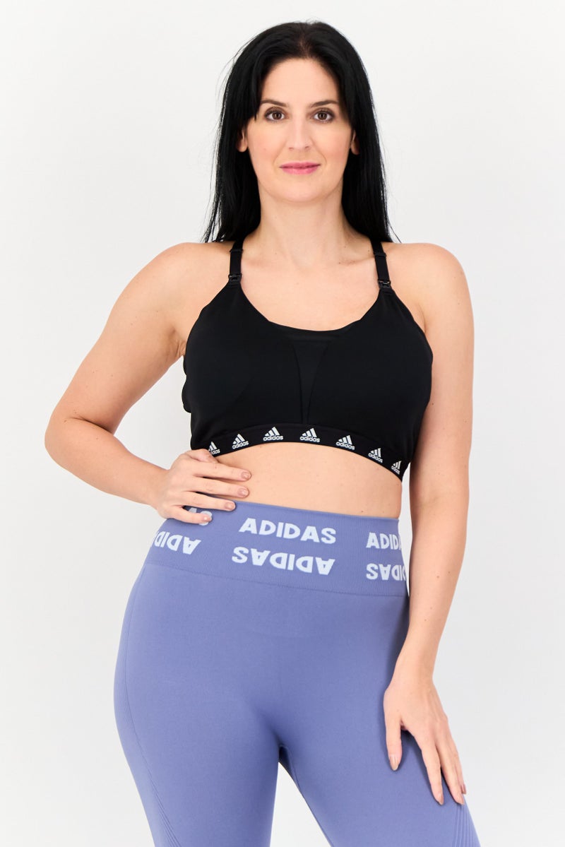 Adidas Women Brand Logo Light Support Padded Sports Bra, Black  - Image 1