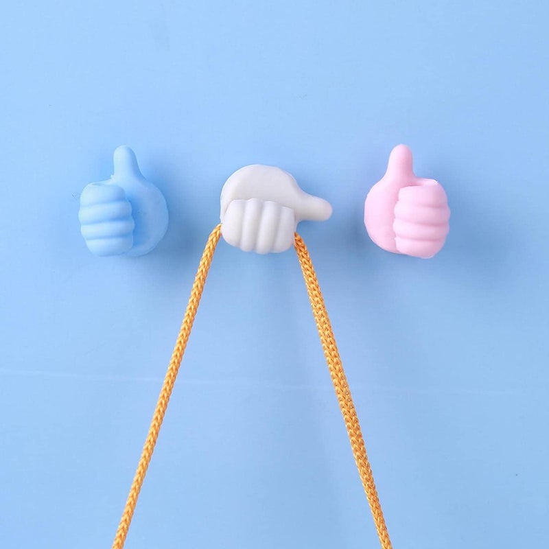 Bhuma Bhuma 6 Pcs Thumb Shape Key Hooks Multifunctional Clip Holder Small Hand Wall Hooks Cute Car Adhesive Hooks Personalized Creative NonMarking Silicone Hooks for Key Towel Cable Home Office - Image 5