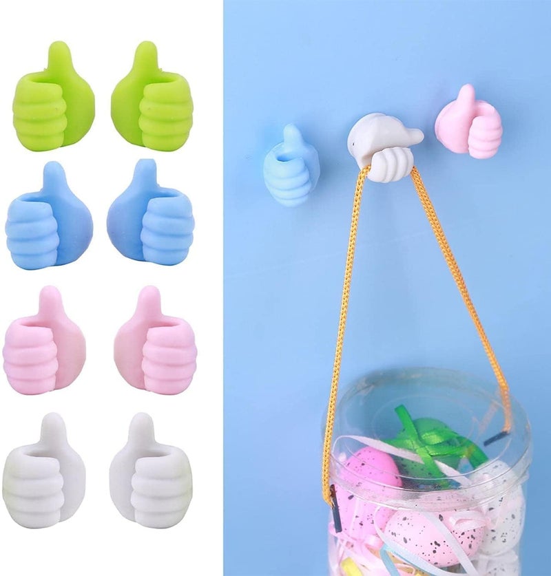 Bhuma Bhuma 6 Pcs Thumb Shape Key Hooks Multifunctional Clip Holder Small Hand Wall Hooks Cute Car Adhesive Hooks Personalized Creative NonMarking Silicone Hooks for Key Towel Cable Home Office - Image 1