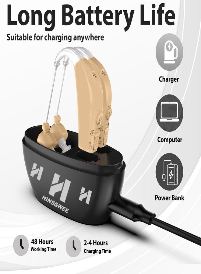 Shrandi Hearing Aids, Rechargeable Hearing Aids for Seniors, Portable Hearing Amplifiers with Noise Cancelling and Volume Control, Digital Hearing Assist Devices with A Travel Charging Box (A1) - Image 2