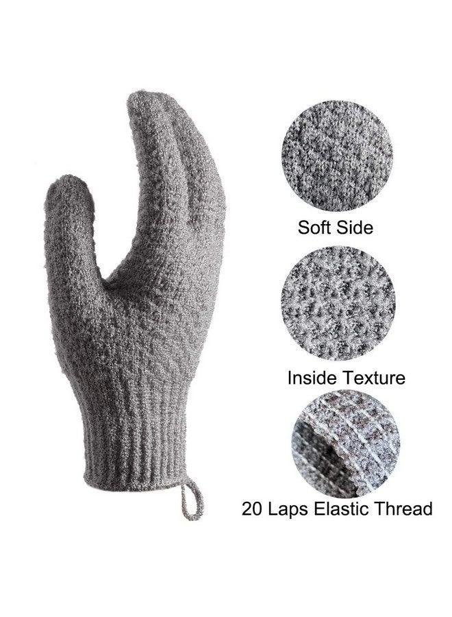 cleedy Bath Exfoliating Gloves Scrub - 4 Pcs Lengthened And Large Exfoliating Scrubbing Gloves For Shower, Spa, Massage - Scrub Exfoliating Mitts For Body, Face, Hand And Foot (Black And Gray) - Image 3
