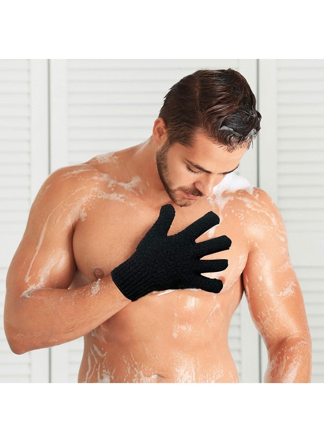 cleedy Bath Exfoliating Gloves Scrub - 4 Pcs Lengthened And Large Exfoliating Scrubbing Gloves For Shower, Spa, Massage - Scrub Exfoliating Mitts For Body, Face, Hand And Foot (Black And Gray) - Image 5