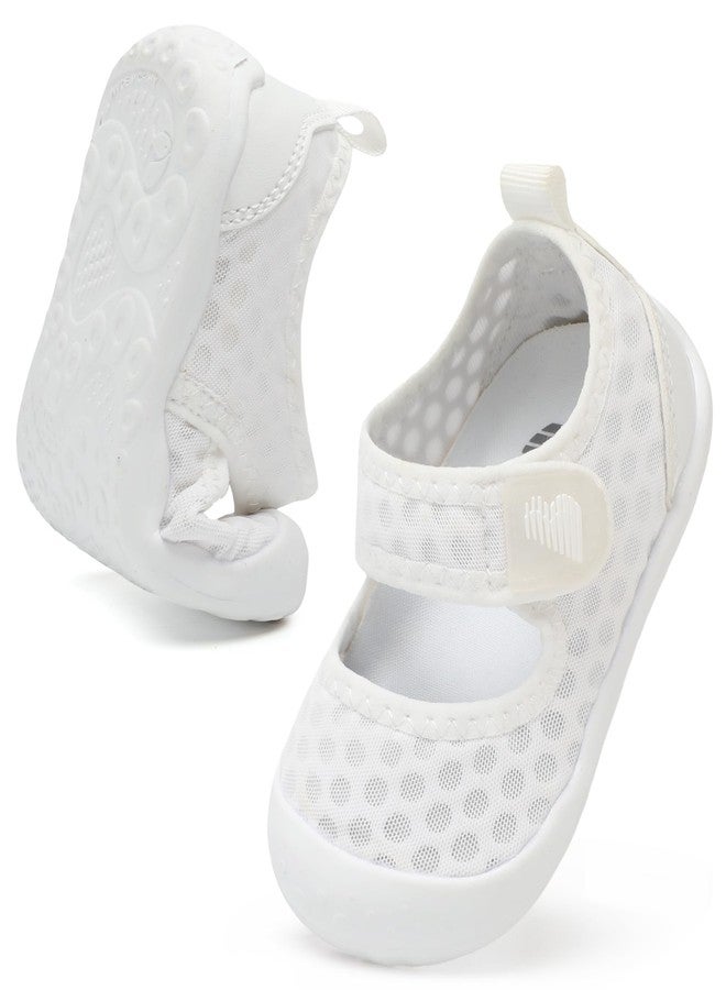 BARERUN Toddler Water Shoes Barefoot Water Shoes for Kids Baby Wide Aqua Socks with Arch Support Quick-Dry Breathable Boys Girls Sandals Walking Shoes for Beach Swim Pool Shoes, Mesh White, 3 Toddler - Image 1