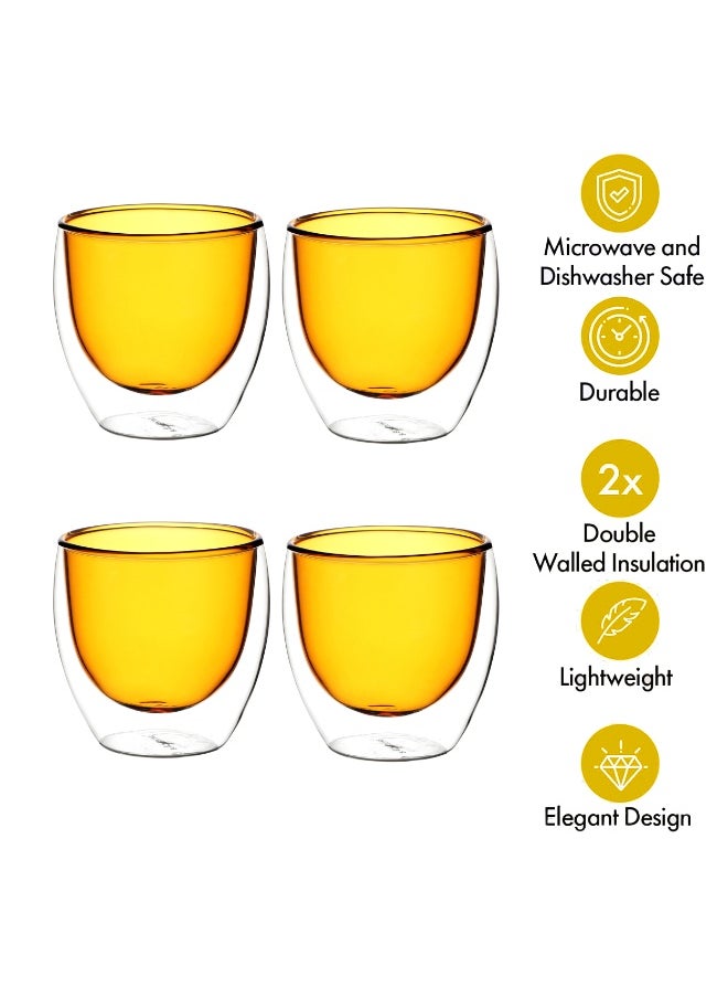 BLACKSTONE - Double-Wall Glass Set – 4x 250ml Insulated Tumblers Vibrant, Thermal Drinkware Elegance - Image 1