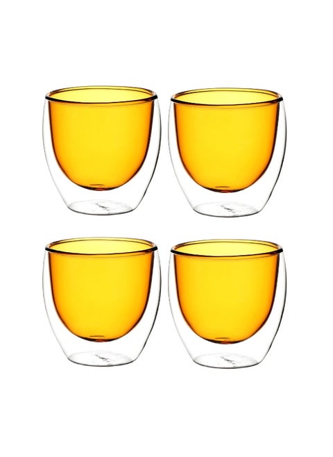 Double-Wall Glass Set – 4x 250ml Insulated Tumblers Vibrant, Thermal Drinkware Elegance