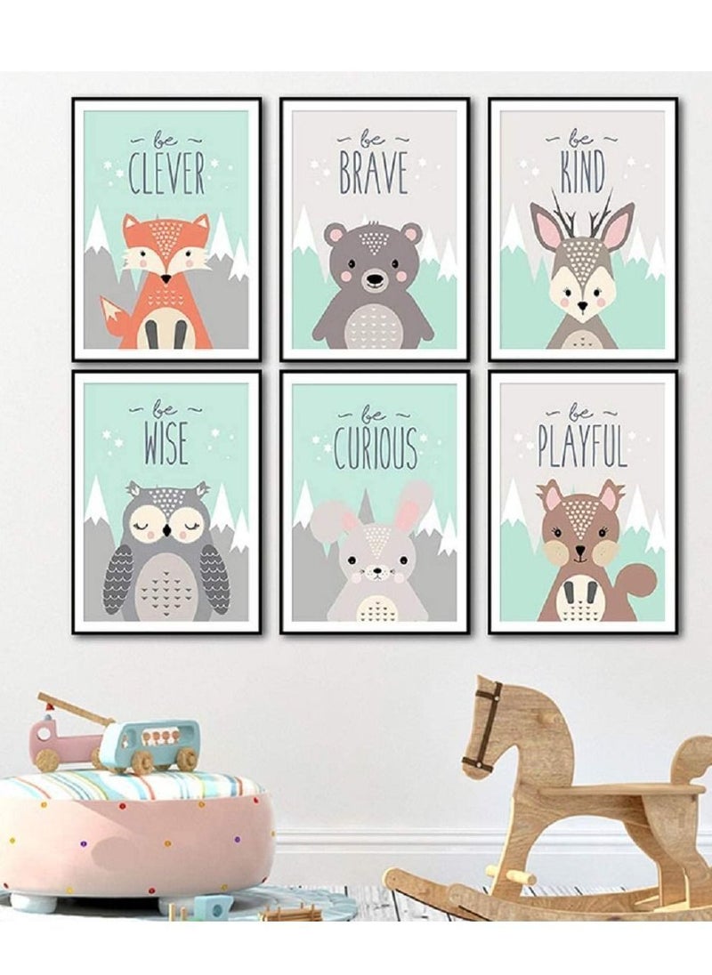 نيبمينينت Cartoon Animals Wall Art Canvas Prints  - Image 1