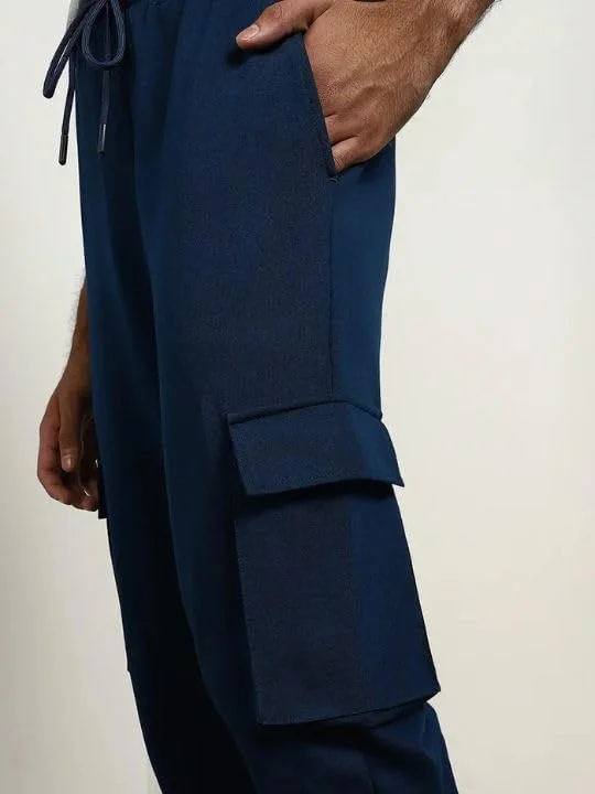 NOBERO  NOBERO Men's Navy Cargo Joggers with Pockets for Men | Best Price UAE