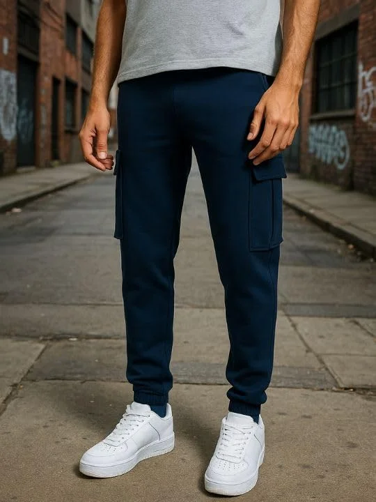 NOBERO  NOBERO Men's Navy Cargo Joggers with Pockets for Men | Best Price UAE
