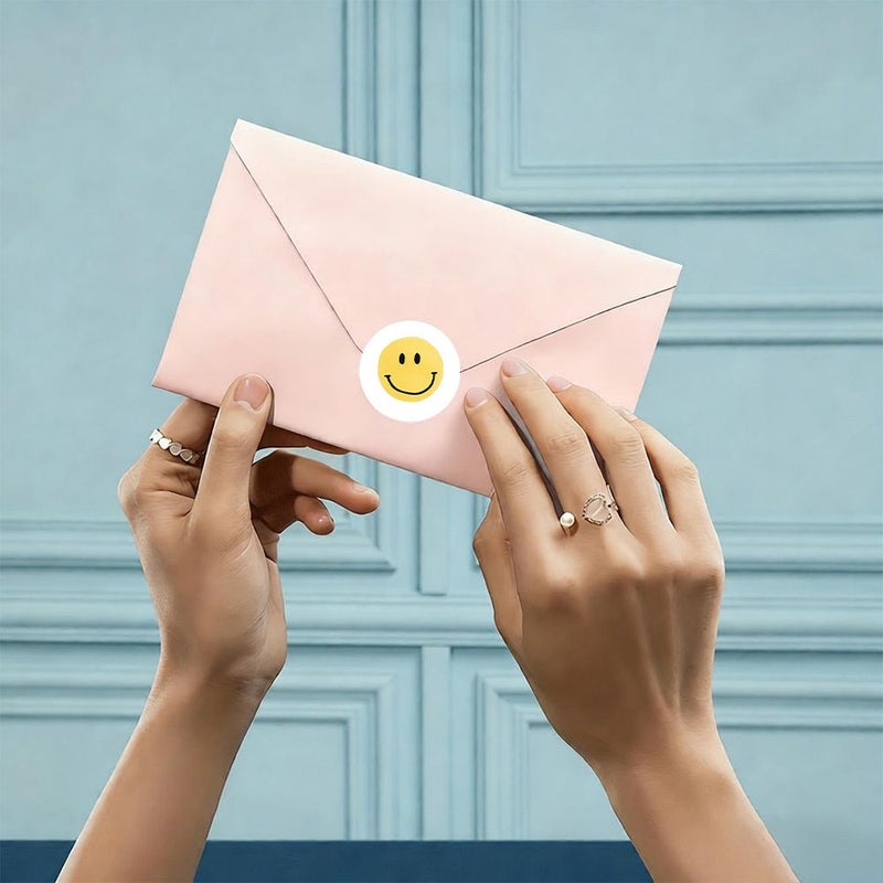216Pcs Yellow Smiley Face Watercolor Style Circular Stickers for Notebooks Cards Envelopes - Image 5