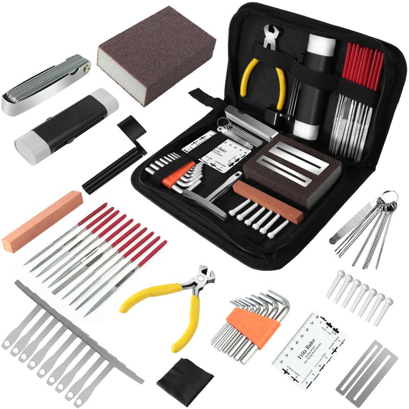 TIMDAM 45Pcs Guitar Tool Kit, Guitar Repair Kit, Guitar Setup Kit, Luthier Tools Guitar Kit, Guitar Maintenance Kit Guitar Fret Tools, TIMDAM Guitar Accessories for Ukulele Bass Guitar Gifts for Musicians - Image 1