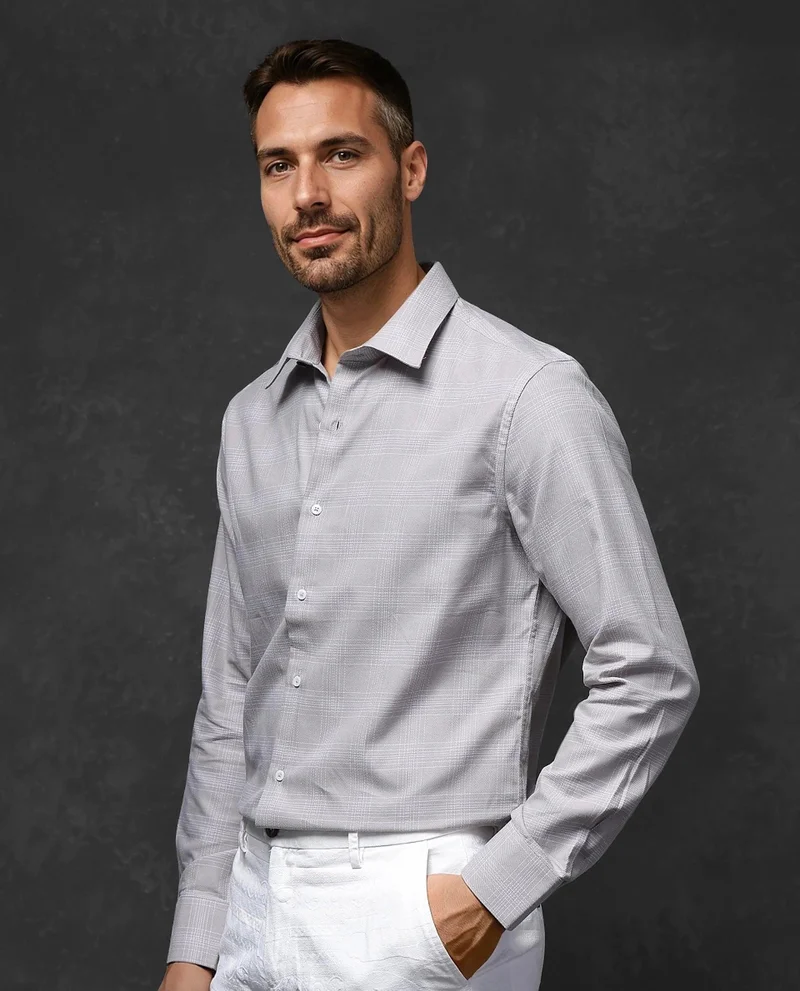 Rare Rabbit Men's Cavalry Twill Cotton Check Shirt