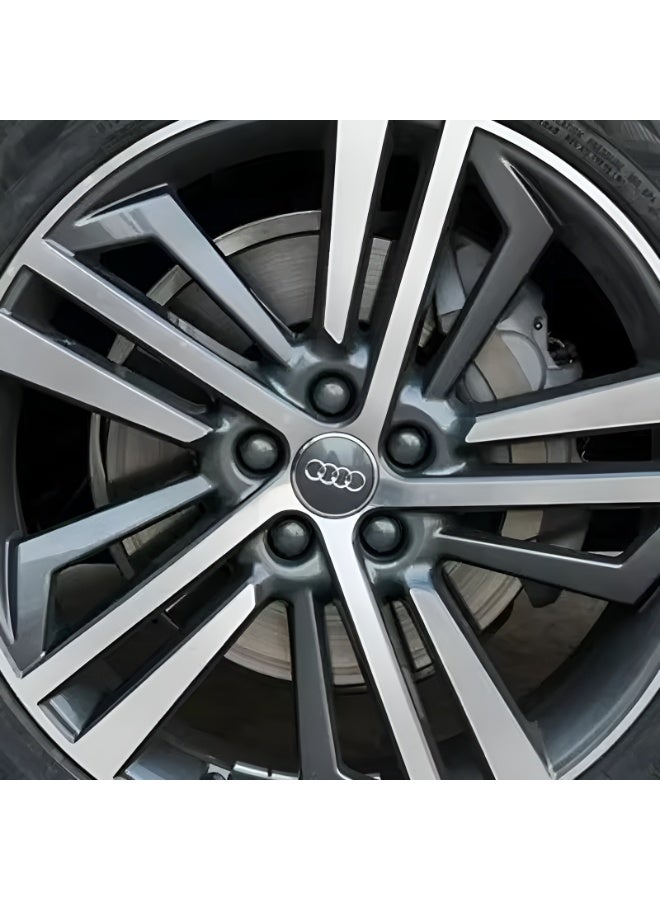 Audi 77mm Car Wheel Center Hub Caps for Audi | Set of 4 Black Alloy Wheel Center Caps - Image 3