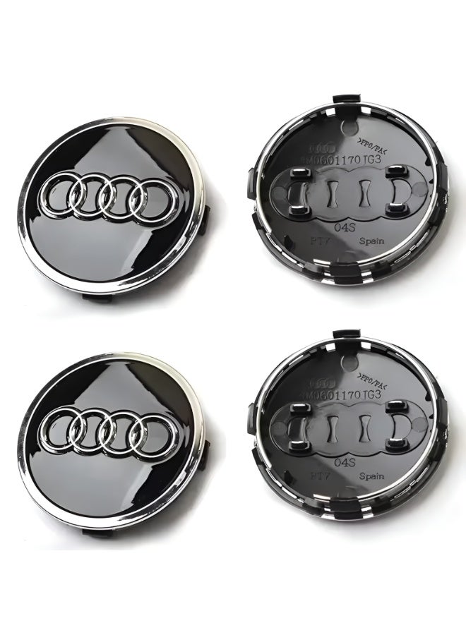 Audi 77mm Car Wheel Center Hub Caps for Audi | Set of 4 Black Alloy Wheel Center Caps - Image 4