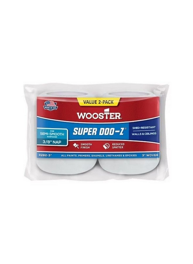 Wooster 2-Piece Super Doo-Z Woven Fabric Trim Paint Roller Refill White 3 x 3/8 Inch 00R2820030 - Image 1