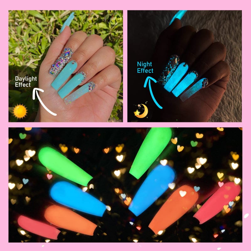SAVILAND Glows in The Dark Gel Nail Polish Set - 12 Halloween Colors Luminous Neon Nail Gel Polish Set Soak off U V/LED Glow Effect Nail Polish for DIY Nail Art Design Holiday Gifts for Women - Image 2