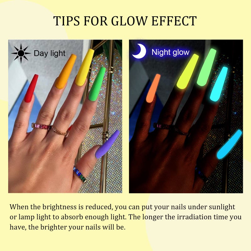 SAVILAND Glows in The Dark Gel Nail Polish Set - 12 Halloween Colors Luminous Neon Nail Gel Polish Set Soak off U V/LED Glow Effect Nail Polish for DIY Nail Art Design Holiday Gifts for Women - Image 3