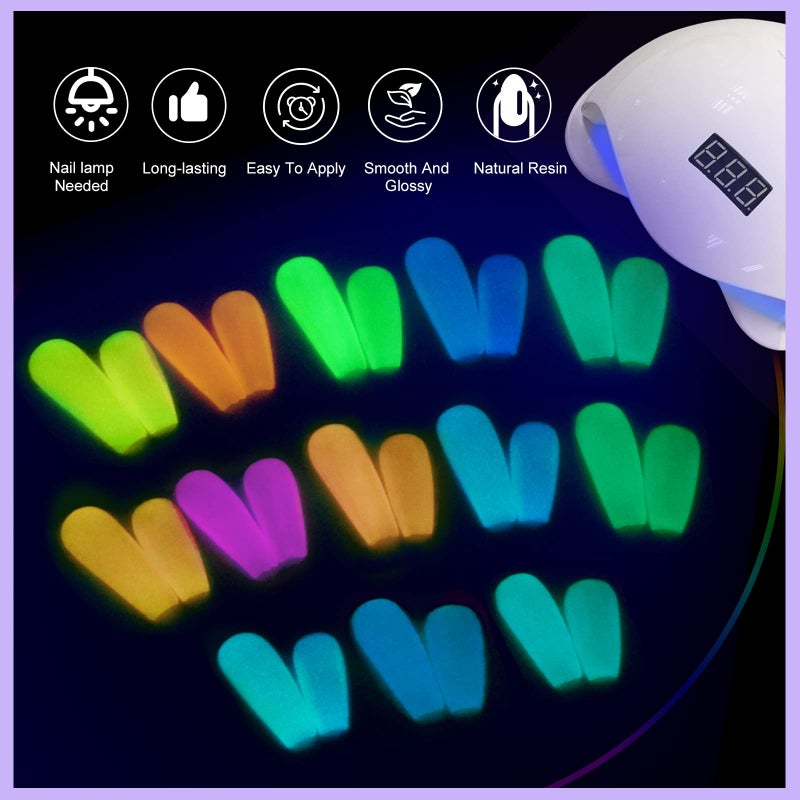 SAVILAND Glows in The Dark Gel Nail Polish Set - 12 Halloween Colors Luminous Neon Nail Gel Polish Set Soak off U V/LED Glow Effect Nail Polish for DIY Nail Art Design Holiday Gifts for Women - Image 4