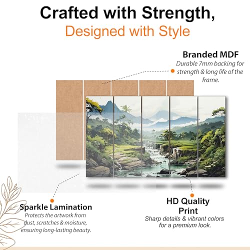 The Castle Decor landscape mountains sea painting with frame 5 Big Size (27x48) Multiple Frames Wall Art Painting for living room,Bedroom,Drawing room,Hotels-Wooden Framed-Digital Painting - Image 4