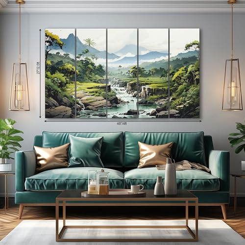The Castle Decor landscape mountains sea painting with frame 5 Big Size (27x48) Multiple Frames Wall Art Painting for living room,Bedroom,Drawing room,Hotels-Wooden Framed-Digital Painting - Image 2