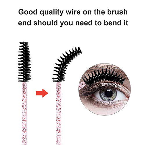 CHEFBEE 100PCS Disposable Eyelash Brush, Mascara Wands Makeup Brushes Applicators Kits for Eyelash Extensions and Eyebrow with Container (Pink Black) - Image 2
