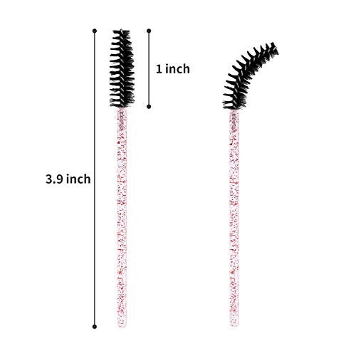 CHEFBEE 100PCS Disposable Eyelash Brush, Mascara Wands Makeup Brushes Applicators Kits for Eyelash Extensions and Eyebrow with Container (Pink Black) - Image 5