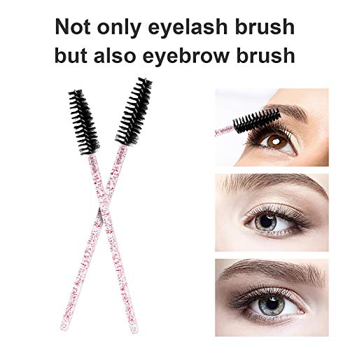 CHEFBEE 100PCS Disposable Eyelash Brush, Mascara Wands Makeup Brushes Applicators Kits for Eyelash Extensions and Eyebrow with Container (Pink Black) - Image 3