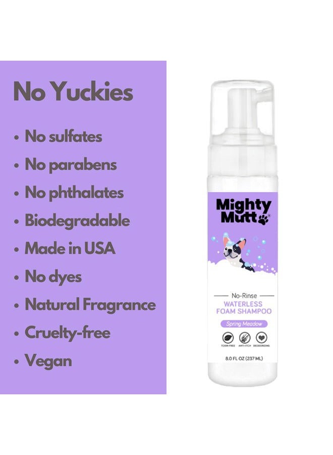 Mighty Mutt Hypoallergenic Waterless Shampoo for Dogs | Dry Shampoo for Dogs | Waterless Foam No Rinse | Anti-Itch, Soothing and Deodorizing | Spring Meadow | 8 Fl Oz - Image 3