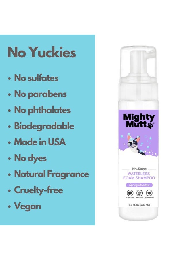 Mighty Mutt Hypoallergenic Waterless Shampoo for Dogs | Dry Shampoo for Dogs | Waterless Foam No Rinse | Anti-Itch, Soothing and Deodorizing | Spring Meadow | 8 Fl Oz - Image 4