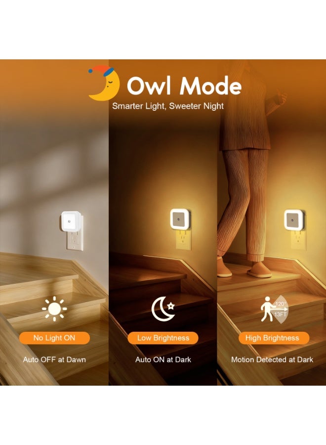 ناكسي فلاي 2 PCS Night Light,  Warm LED Night lights with Smart Dusk to Dawn Sensor, Plug into Wall Nightlights Suitable for Bedroom, Bathroom, Hallway, Kitchen, Stairs, Kids, Adults - Image 4