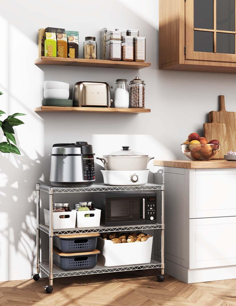 Simple Deluxe Heavy Duty 3-Shelf Shelving Unit, 24.02" D x 13.78"W x 21.97" H, 3 Tier, Chrome - Image 2