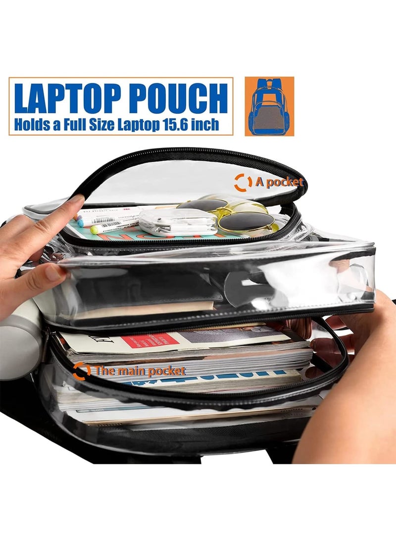 SOLARAE حقيبة ظهر شفافة صغيرة سوداء، حقيبة شفافة معتمدة من الملعب، حقيبة صغيرة شفافة مع محفظة حفلات، بلاستيك مقاوم للماء للنساء والفتيات لحفلات الموسيقى والمهرجانات والسفر - Image 2