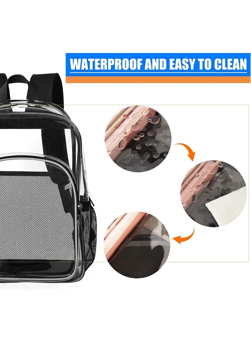 SOLARAE حقيبة ظهر شفافة صغيرة سوداء، حقيبة شفافة معتمدة من الملعب، حقيبة صغيرة شفافة مع محفظة حفلات، بلاستيك مقاوم للماء للنساء والفتيات لحفلات الموسيقى والمهرجانات والسفر - Image 4