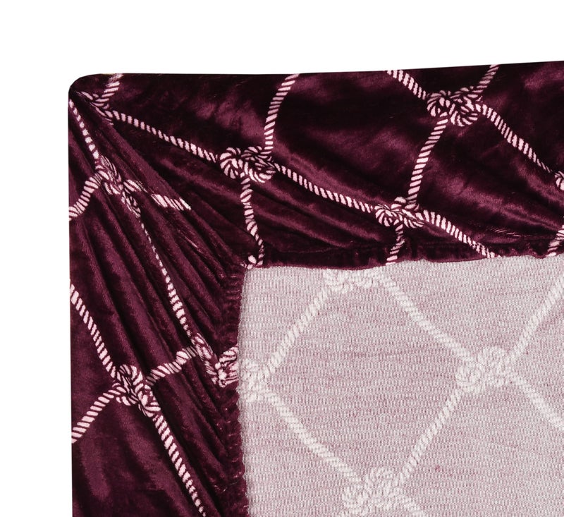 SHOMES Premium Elastic Fitted Warm bedsheets for Winter for Double Bed, Elastic Fitted Winter bedsheets for King Size Bed with 2 Pillow Covers, Size - 72 x 78 Inches (Wine) - Image 2