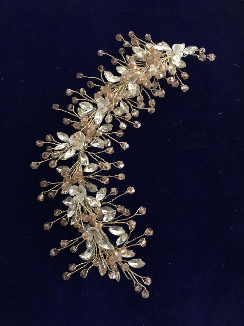 Samyak Wedding Hair Pins | Crystal & Pearl Beaded Hair Vine For Bridal Bridesmaid Tiara Hair Accessories (GOLD) - Image 1