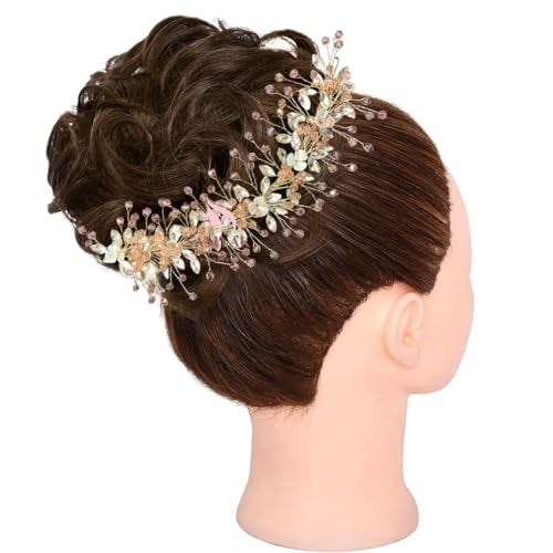 Samyak Wedding Hair Pins | Crystal & Pearl Beaded Hair Vine For Bridal Bridesmaid Tiara Hair Accessories (GOLD) - Image 2