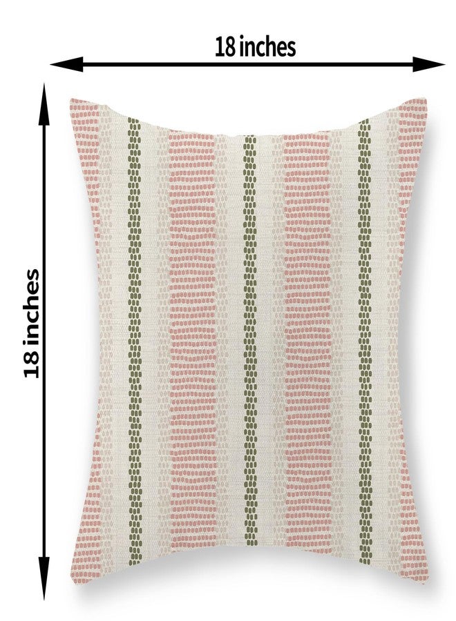 GOLIANDA Pink Sage Green Pillow Covers 18x18 Set of 2 Boho Outdoor Striped Throw Pillow Covers Abstract Modern Geometry Decorative Pillowcase Farmhouse Linen Cushion Case Decorations for Sofa Couch - Image 2