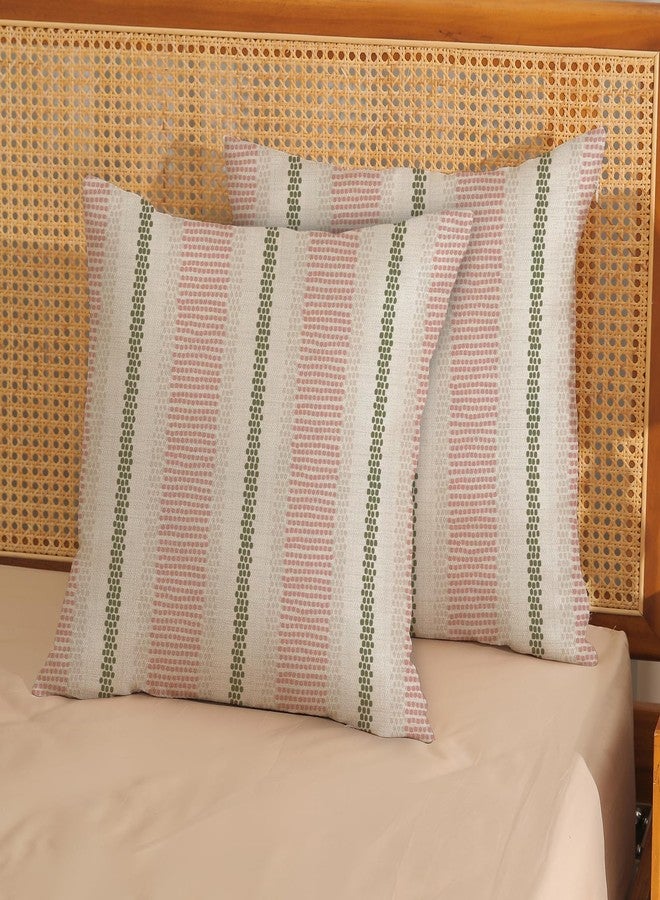GOLIANDA Pink Sage Green Pillow Covers 18x18 Set of 2 Boho Outdoor Striped Throw Pillow Covers Abstract Modern Geometry Decorative Pillowcase Farmhouse Linen Cushion Case Decorations for Sofa Couch - Image 3