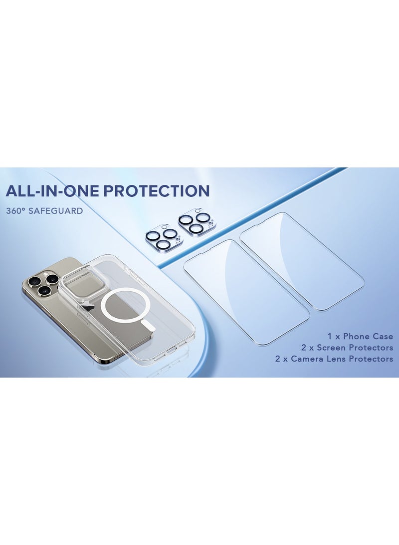 CoomBe 5 in 1 for iPhone 16 Pro Max Case Clear, Compatible with Magsafe  with 2Pcs Screen Protector + 2Pcs Camera Protector, Rugged Shockproof Slim Phone Case Cover - Image 5