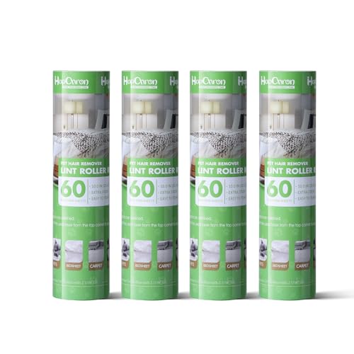 HapChron 10 inch Mega Lint Roller Refills for Evercare Pet Mega Lint Roller and Leo Cleaning Roller Fits Most 10 Supersize Lint Rollers with 2 116 ID Total 240 Easy Tear Sheets Pack of 4 - Image 1