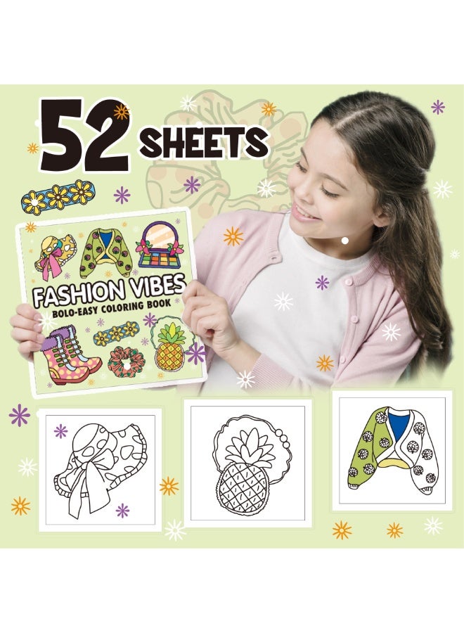FASHION VIBES BOLO-EASY COLORING Book 52 Coloring Book Adult And Teen Drawings - Image 2
